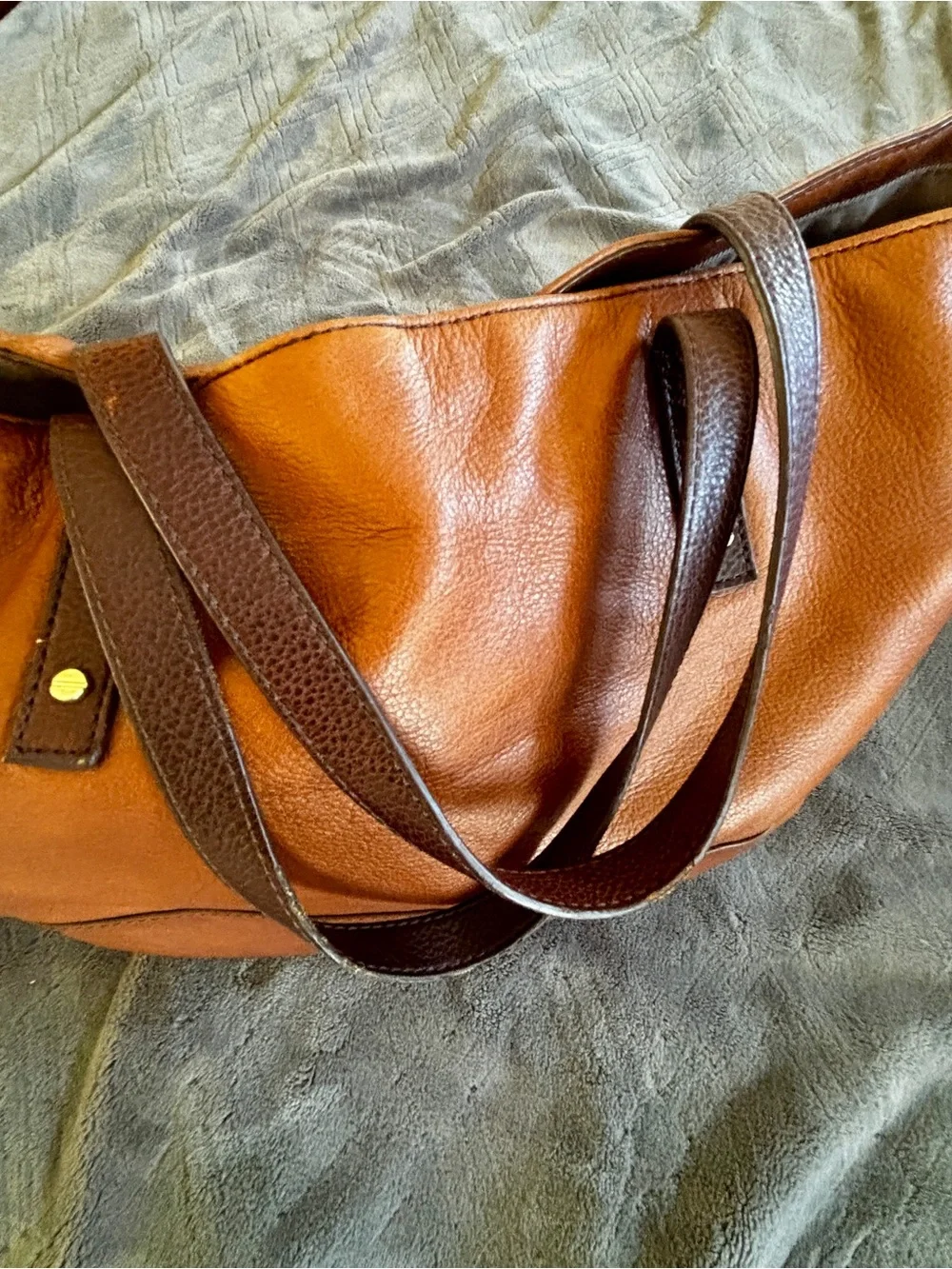 J.Crew Soft Leather Tote Bag Cognac Brown